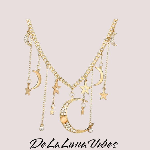 Moon Necklace - New - Gold Tone - Picture 6 of 6